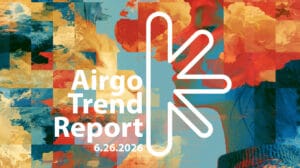 Cover image for Airgo Trend Report, showing the title and date over a colorful abstract mosaic.