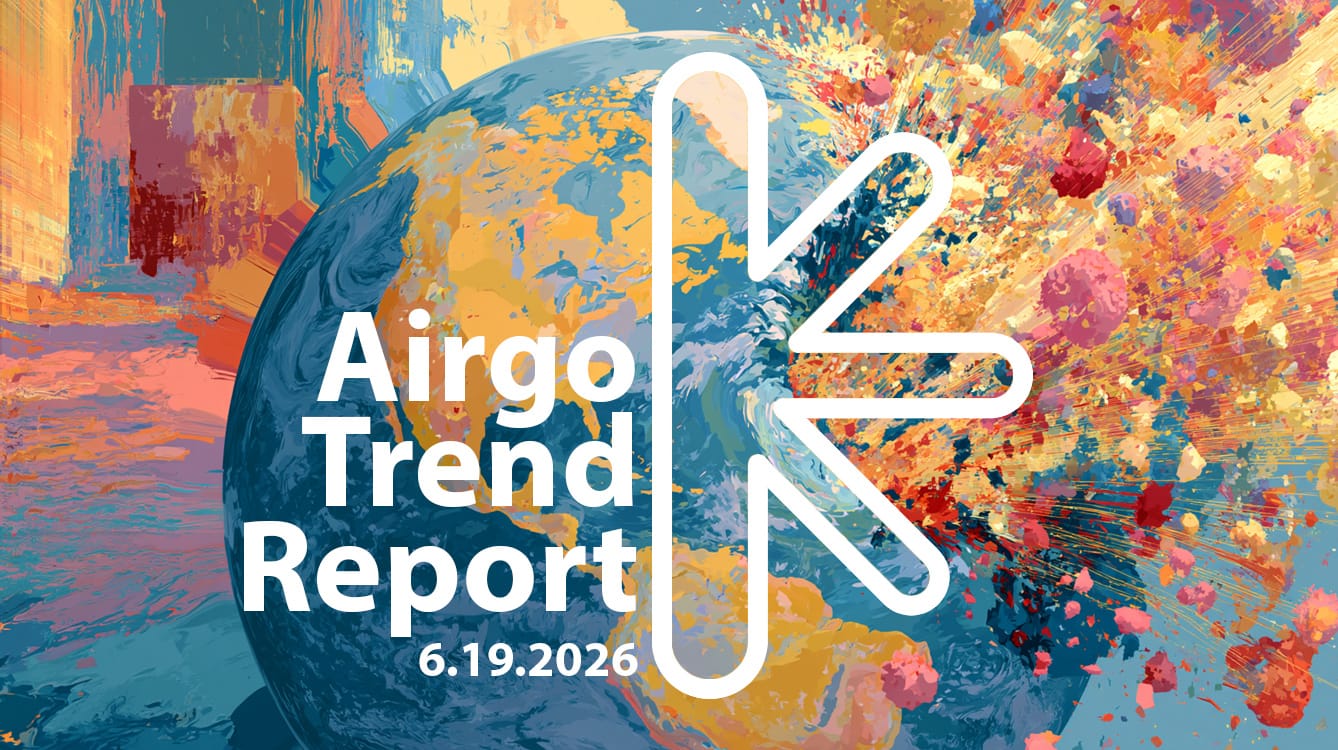 Airgo trend report: 6. 19. 2026 – new classic Cover image for Airgo Trend Report, dated 6.19.2026, featuring a colorful painted globe and vibrant splash artwork.