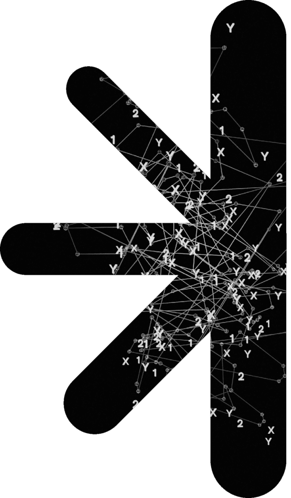 Half logo - abstract network – new classic – new classic Abstract black background with a dense network of white lines and X/Y labels, resembling a graph diagram.
