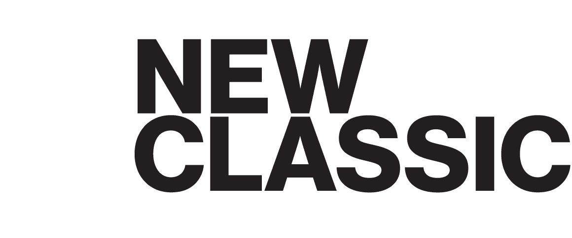 NEW CLASSIC logo with a white abstract mark on the left and bold black 'NEW CLASSIC' text